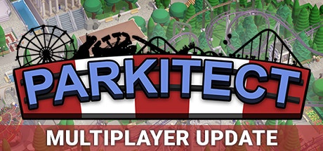 The header announcement image from the game Parkitect for the multiplayer update